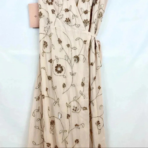 NWT Anthropologie BHLDN Plymouth Wrap Maxi Dress MOB Wedding Cocktail Cream Tan - Picture 6 of 11